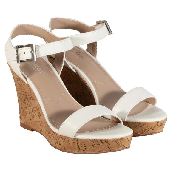 CHARLES by CHARLES DAVID Lindy Color White Cork Wedge Sandal in size 7M - Picture 1 of 12